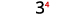 The number 3 raised to the power of 4, or 3^4, is displayed against a white background.