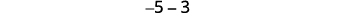 The image displays the mathematical expression '-5 - 3' on a white background, representing a subtraction operation involving two negative integers or a negative integer and a positive integer being subtracted.