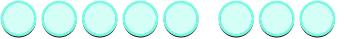 A horizontal row of eight light blue circles with a thin blue outline, spaced evenly apart, with a larger gap between the fifth and sixth circles.