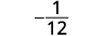 The image displays the negative fraction -1/12, represented with a minus sign preceding the fraction bar, 1 as the numerator, and 12 as the denominator, all centered on a white background.