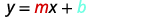 The image shows the mathematical equation for a straight line in slope-intercept form, which is 'y = mx + b'. The variable 'm' is colored red, and 'b' is colored blue.