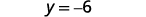 The image displays the algebraic equation y = -6 in a simple, clear font against a white background.