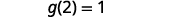 The image displays a mathematical equation, g(2) = 1, presented in a clear, digital format on a plain white background.