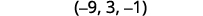 The image shows the mathematical coordinates (-9, 3, -1) in black text on a white background.