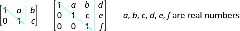 Figure shows two matrices. The one on the left has the numbers minus 3, minus 2 and 2 in the first row and the numbers minus 1, 4 and 5 in the second row. The rows and columns are enclosed within brackets. Thus, it has 2 rows and 3 columns. It is labeled 2 cross 3 or 2 by 3 matrix. The matrix on the right is similar but with 3 rows and 4 columns. It is labeled 3 by 4 matrix.