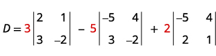 Expansion of a 3x3 determinant by cofactors to calculate D.