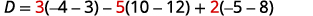 A mathematical equation involving operations with whole numbers, including multiplication and subtraction within parentheses to be solved.