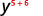 A mathematical expression showing the variable 'y' raised to the power of the sum '5+6'.
