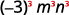 A mathematical expression shows an open parenthesis, a minus sign, the number 3, a close parenthesis, a superscript 3 in red, the letter m with a superscript 3 in red, and the letter n with a superscript 3 in red.