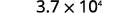 The image displays the number 3.7 multiplied by 10 to the power of 4, written as 3.7 x 10^4, in a clear, dark gray font against a white background.