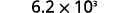 A mathematical expression in scientific notation reads '6.2 multiplied by 10 to the power of 3' against a white background.