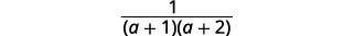 A mathematical fraction displaying 1 in the numerator and the product of (a+1) and (a+2) in the denominator.