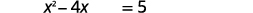 A mathematical equation is displayed, showing 'x squared minus 4x equals 5' in a white background.