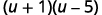 The mathematical expression (u + 1)(u - 5) is displayed on a white background.
