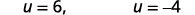 Two mathematical expressions are shown: u = 6, and u = -4.