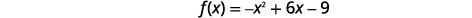 The quadratic function f(x) = -x^2 + 6x - 9 is displayed on a white background.