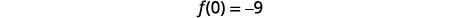 The image displays the mathematical expression 'f(0) = -9' centered on a white background.