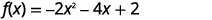 The quadratic function f(x) = -2x^2 - 4x + 2 is displayed on a white background.