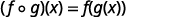 The image shows the definition of a composite function, stating that (f o g)(x) is equal to f(g(x)). This mathematical notation explains how to apply one function to the result of another function.