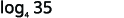 The mathematical expression log base 4 of 35 is displayed in black text on a white background.