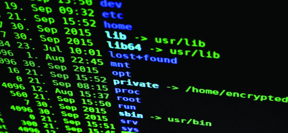 A photo of lines of code on a computer terminal screen.