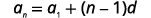 The formula for the nth term of an arithmetic sequence, expressed as a_n = a_1 + (n-1)d, where a_n is the nth term, a_1 is the first term, n is the term number, and d is the common difference.