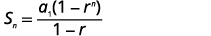 The formula for the sum of the first n terms of a geometric sequence is displayed, S_n = a_1(1-r^n) / (1-r).