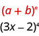 This figure shows how we identify a plus b to the power of n, in the pattern 3 x minus 2 to the power of 4.