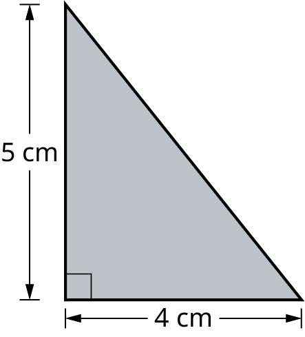 A right triangle with its legs marked 5 centimeters and 4 centimeters.