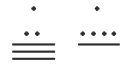 Two Mayan numerals side by side, the numbers 37 and 29 that are about to be added. The left one has two dots above three bars in the lower place, which is 17 ones, and one dot in the upper place, which is one twenty. The right one has four dots above one bar in the lower place, which is 9 ones, and one dot in the upper place.