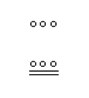 Mayan numeral written vertically in two places. The lower place holds three dots above two horizontal bars, which is 13 ones; the place above it holds three dots, which is three twenties. The number is 73.