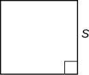 A square with side length 's' and a right angle indicated in one corner, showcasing a fundamental geometric shape.