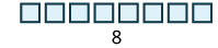 A row of eight light blue squares with dark borders, with the number '8' centered directly below them on a white background.