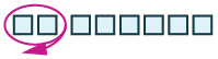 A row of eight light blue squares with dark borders. The first two squares are circled in red.