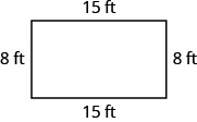 An image of a rectangle that is 8 feet tall and 15 feet wide.