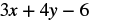 The mathematical expression 3x + 4y - 6 is displayed on a white background.