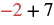 A mathematical expression showing '-2 + 7'. The number -2 is in red, while the addition sign and the number 7 are in black.
