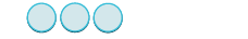 Three light blue circles with a blue outline, arranged horizontally on a white background.