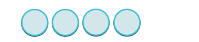 Four light blue circles, outlined in a slightly darker blue, are arranged horizontally on a white background.