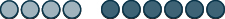 An abstract image featuring two rows of dark grey oval shapes, with three on the left and five on the right, against a stark white background.
