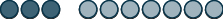 A row of dark grey and light grey oval shapes on a white background, with a gap separating the first two darker shapes from the subsequent lighter shapes.