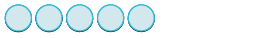 Five light blue circles with a darker blue outline are arranged horizontally on a white background, resembling a progress indicator or a rating system.