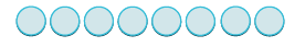 Eight light blue circles with a subtle blue outline and shadow are arranged horizontally on a white background.
