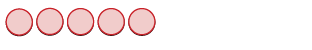 Five light red circles, each outlined in a darker red, are arranged horizontally in a row against a plain white background.