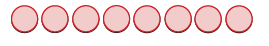 Eight pale red outlined circles in a row.