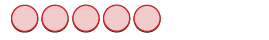 Five identical light red circles with a darker red outline, arranged horizontally on a plain white background.
