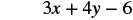 The mathematical expression '3x + 4y - 6' is displayed in black text on a white background.