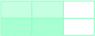 The image shows green blocks to demonstrate the fraction problem given.