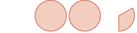 Two reddish-orange circles and a quarter-circle shape are depicted on a white background.