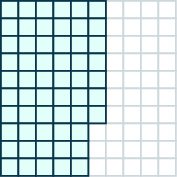 The figure shows a hundred flat with 57 units shaded.